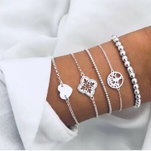 NIB Elegant Silver Bracelet Set for Women
